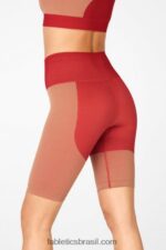 Fabletics alto vermelho/maplewood 420HR534 short cintura alta sem costura mulheres