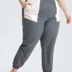 Fabletics ameixa de açúcar/bolinhas pretas 420HR128 calça de trilha bicolor kickback mulheres