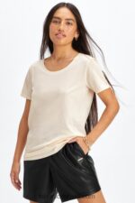 Fabletics aveia 420HR1992 T-shirt em jersey 100% algodão mulheres