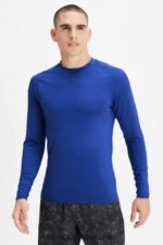 Fabletics azul francês 420HR3620 a camiseta ls da camada base homens