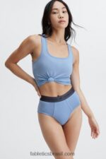 Fabletics azul holandês 420HR2872 Calcinha cintura alta 24-7 mulheres