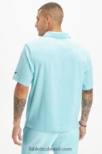 Fabletics azul nórdico 420HR3558 a ilha terry botão para cima homens - Image 2