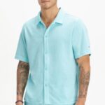 Fabletics azul nórdico 420HR3558 a ilha terry botão para cima homens