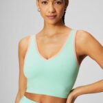 Fabletics baía enevoada/beijo de pêssego 420HR2200 tanque de colheita com decote em v mulheres