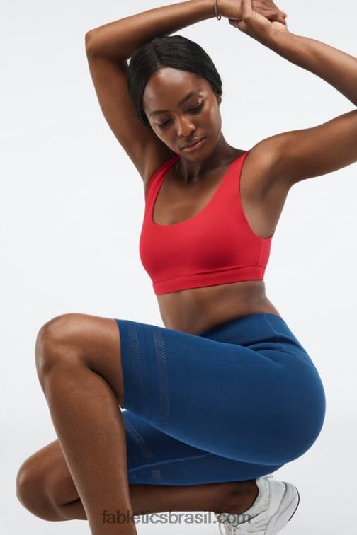 Fabletics baía enevoada/beijo de pêssego 420HR578 short cintura alta perfurado em malha esculpida mulheres - Image 4