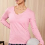 Fabletics bailarina brilhante 420HR2575 top de manga longa plumas tech mulheres