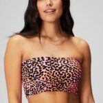 Fabletics bailarina brilhante/pontos de safári laranja flash/preto 420HR1503 top de banho cai-cai multiuso mulheres