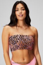 Fabletics bailarina brilhante/pontos de safári laranja flash/preto 420HR1503 top de banho cai-cai multiuso mulheres