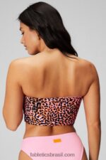 Fabletics bailarina brilhante/pontos de safári laranja flash/preto 420HR1503 top de banho cai-cai multiuso mulheres - Image 5