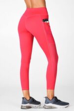 Fabletics batom vermelho 420HR1046 legging trinity motion365 cintura média 7/8 mulheres