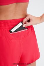Fabletics batom vermelho/prata reflexivo 420HR273 respirar cintura média correr curto mulheres - Image 2