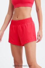 Fabletics batom vermelho/prata reflexivo 420HR273 respirar cintura média correr curto mulheres - Image 3