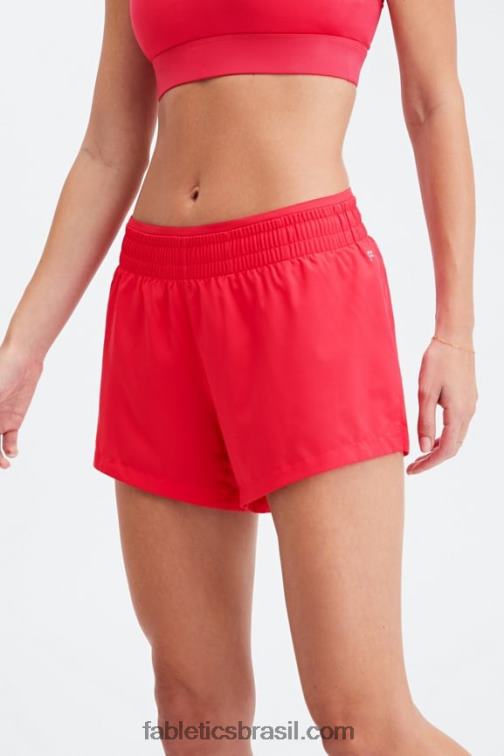 Fabletics batom vermelho/prata reflexivo 420HR273 respirar cintura média correr curto mulheres - Image 3