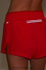 Fabletics batom vermelho/prata reflexivo 420HR273 respirar cintura média correr curto mulheres - Image 4