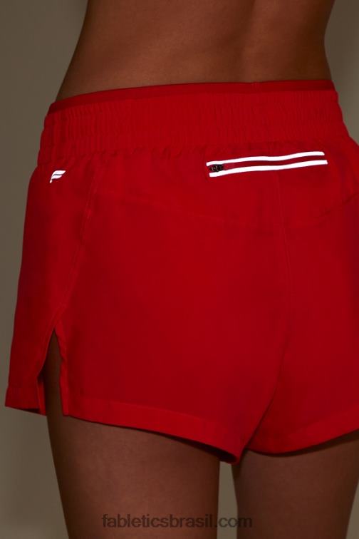 Fabletics batom vermelho/prata reflexivo 420HR273 respirar cintura média correr curto mulheres - Image 4
