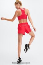 Fabletics batom vermelho/prata reflexivo 420HR273 respirar cintura média correr curto mulheres - Image 5