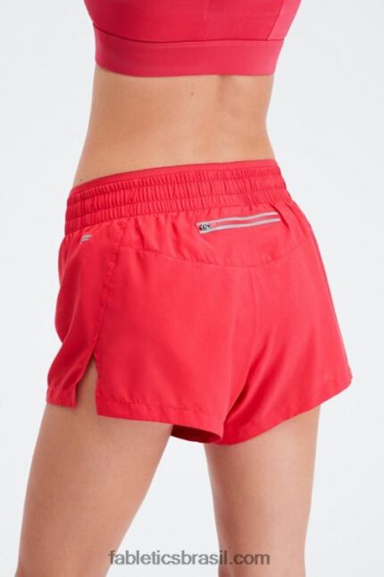 Fabletics batom vermelho/prata reflexivo 420HR273 respirar cintura média correr curto mulheres