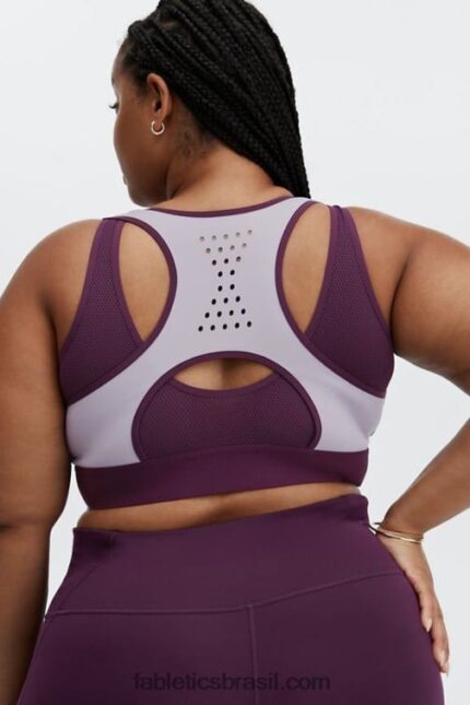 Fabletics berinjela cinza violeta/escura 420HR1423 elsie sutiã esportivo frontal com zíper de alto impacto mulheres