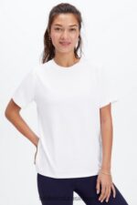 Fabletics branco 420HR2012 tee flexível seco mulheres