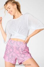 Fabletics branco 420HR2062 camiseta ryan manga curta amarrada mulheres