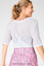 Fabletics branco 420HR2062 camiseta ryan manga curta amarrada mulheres - Image 3