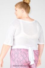 Fabletics branco 420HR2063 camiseta ryan manga curta amarrada mulheres - Image 2