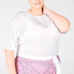 Fabletics branco 420HR2063 camiseta ryan manga curta amarrada mulheres