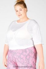 Fabletics branco 420HR2063 camiseta ryan manga curta amarrada mulheres - Image 4