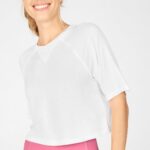 Fabletics branco 420HR2091 camiseta raglan manga curta loveday mulheres