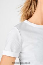 Fabletics branco 420HR2107 camiseta ajustada 100% algodão mulheres - Image 2