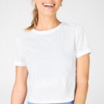 Fabletics branco 420HR2107 camiseta ajustada 100% algodão mulheres