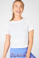 Fabletics branco 420HR2107 camiseta ajustada 100% algodão mulheres