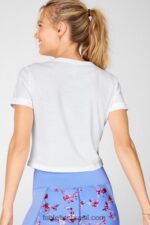 Fabletics branco 420HR2107 camiseta ajustada 100% algodão mulheres - Image 3