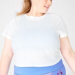 Fabletics branco 420HR2108 camiseta ajustada 100% algodão mulheres