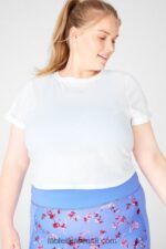 Fabletics branco 420HR2108 camiseta ajustada 100% algodão mulheres
