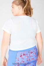 Fabletics branco 420HR2108 camiseta ajustada 100% algodão mulheres - Image 4