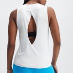 Fabletics branco 420HR2125 tanque traseiro aberto dry-flex mulheres