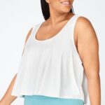 Fabletics branco 420HR2315 regata curta e elegante em malha mulheres
