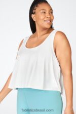 Fabletics branco 420HR2315 regata curta e elegante em malha mulheres