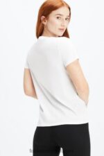 Fabletics Branco brilhante 420HR1994 T-shirt em jersey 100% algodão mulheres - Image 2