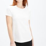 Fabletics Branco brilhante 420HR1994 T-shirt em jersey 100% algodão mulheres