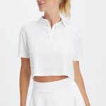Fabletics Branco brilhante 420HR2001 polo de manga curta boxy mulheres