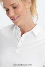 Fabletics Branco brilhante 420HR2001 polo de manga curta boxy mulheres - Image 3
