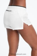 Fabletics branco brilhante/preto/prata reflexivo 420HR277 respirar cintura média correr curto mulheres - Image 2