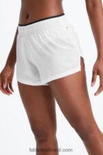 Fabletics branco brilhante/preto/prata reflexivo 420HR277 respirar cintura média correr curto mulheres