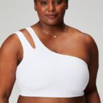 Fabletics branco clássico 420HR1488 sutiã midi assimétrico alça dupla mulheres