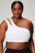 Fabletics branco clássico 420HR1488 sutiã midi assimétrico alça dupla mulheres