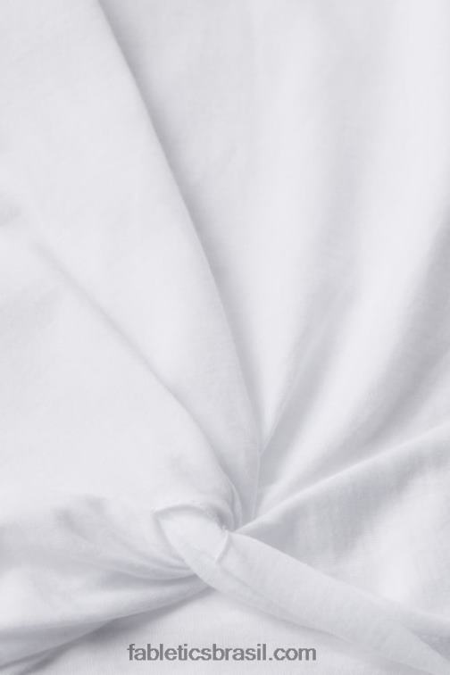Fabletics branco clássico 420HR1946 Camiseta 100% algodão com torção frontal mulheres - Image 4