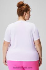 Fabletics branco clássico 420HR1951 top de manga curta tecnologia de penas mulheres - Image 2