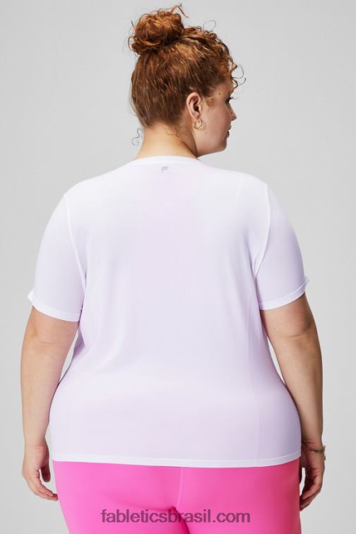 Fabletics branco clássico 420HR1951 top de manga curta tecnologia de penas mulheres - Image 2